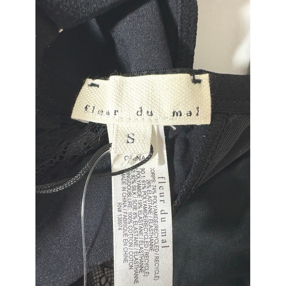 Fleur du Mal Bianca $198 Lace Bodysuit Black Small S - Picture 3 of 8
